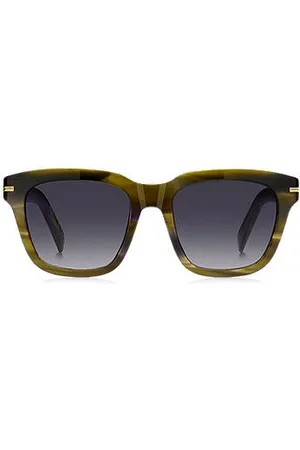 HUGO BOSS Óculos escuros em acetato com padrão com acabamentos em tom dourado