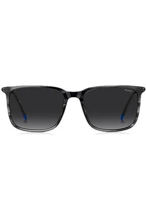 HUGO BOSS Óculos escuros em acetato com padrão com hastes metálicas tubulares