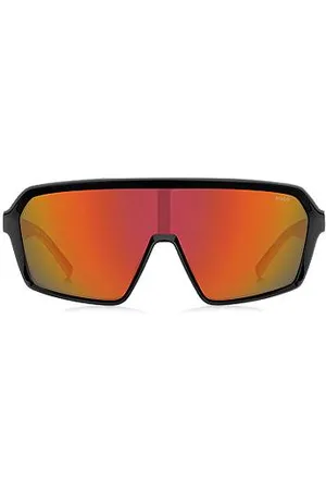 HUGO BOSS Óculos escuros estilo máscara com lentes escurecidas vermelhas