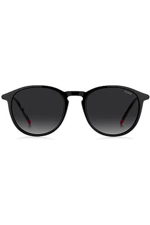 HUGO BOSS Óculos escuros pretos em acetato com hastes tubulares metálicas