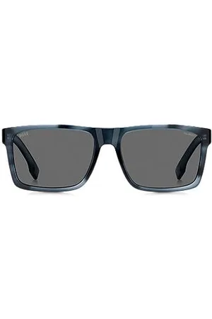 HUGO BOSS Óculos escuros em acetato azul com armação com padrão