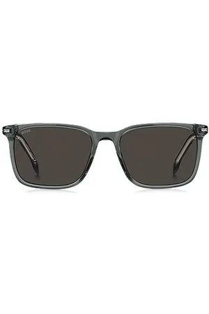 HUGO BOSS Óculos escuros em acetato cinzento com acabamentos em tom prateado