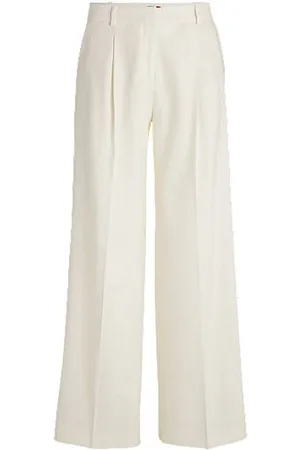 HUGO BOSS Calças regular fit em mistura de linho