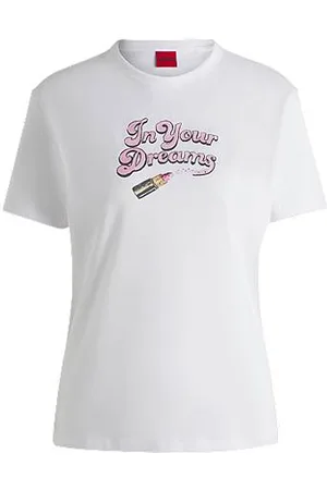 HUGO BOSS T-shirt em jersey de algodão com estampado gráfico