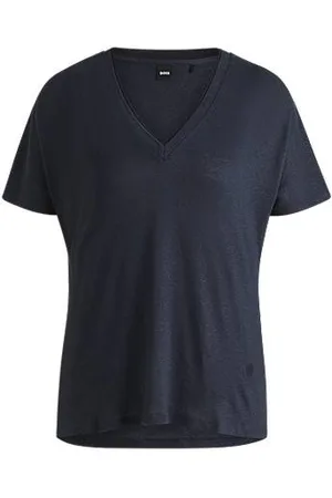 HUGO BOSS T-shirt de gola em V com monograma Double B