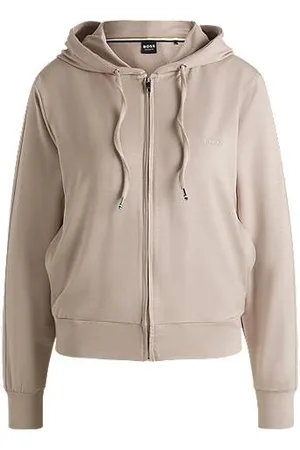 HUGO BOSS Camisola com capuz com fecho em terry elástico com fita de malha