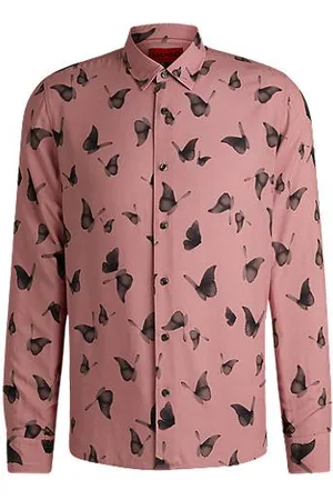 HUGO BOSS Camisa de ajuste regular em popelina com estampa sazonal