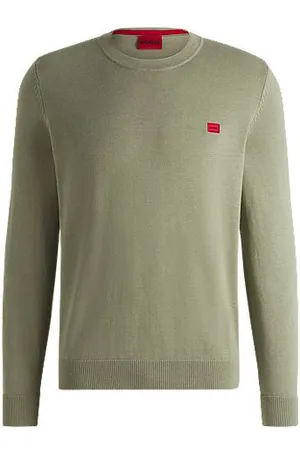 HUGO BOSS Camisola de algodão com etiqueta de logótipo vermelho