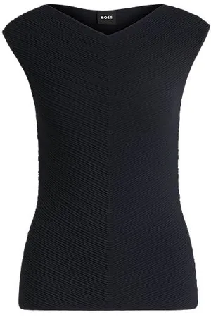 HUGO BOSS Top com gola em V e estrutura em malha