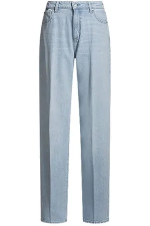 HUGO BOSS Calças de ajuste boyfriend em ganga rígida azul