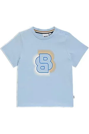 HUGO BOSS T-shirt de algodão elástico para criança com monograma Double B