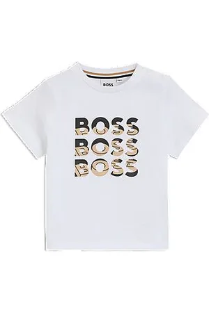 HUGO BOSS T-shirt para criança em algodão com logótipo triplo em estampado de gradiente