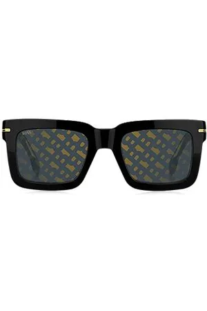HUGO BOSS Óculos escuros de acetato com detalhe de material de assinatura