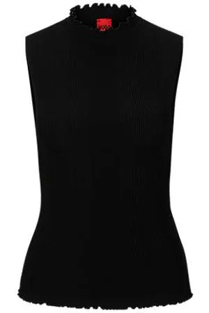 HUGO BOSS Top sem mangas de gola alta em crepe canelado
