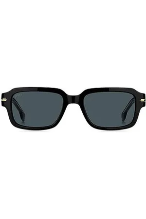 HUGO BOSS Óculos escuros em acetato preto com material em tom dourado