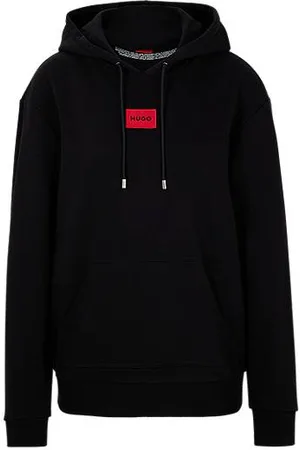 HUGO BOSS Camisola com capuz de algodão com etiqueta de logótipo