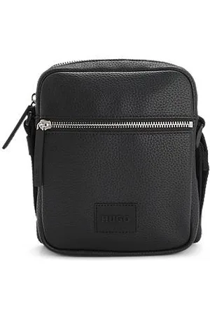 HUGO BOSS Bolsa repórter em pele sintética granulada com emblema de logótipo em borracha