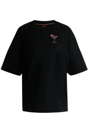 HUGO BOSS T-shirt de ajuste grande em jersey de algodão com arte com logótipo