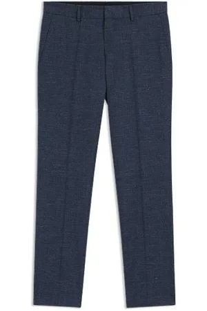 HUGO BOSS Calças de ajuste slim em tecido elástico com padrão