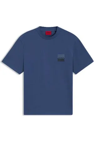 HUGO BOSS T-shirt de ajuste descontraído em algodão com logótipos divididos
