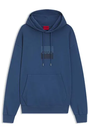 HUGO BOSS Camisola com capuz em algodão de ajuste descontraído e logótipo dividido