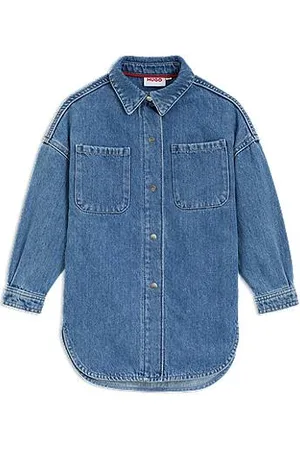 HUGO BOSS Camisa de ganga de ajuste largo para criança