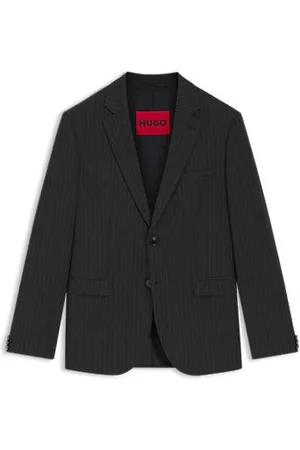 HUGO BOSS Blazer de ajuste extra-slim em popelina elástica com risca de giz