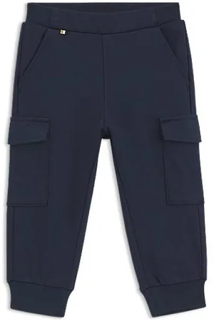 HUGO BOSS Calças cargo para criança de ajuste descontraído em piqué elástico