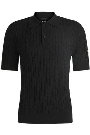 HUGO BOSS Polo equestre em malha com estrutura traçada