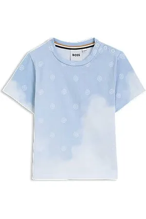 HUGO BOSS T-shirt para criança com monogramas Double B e estampado em nuvem