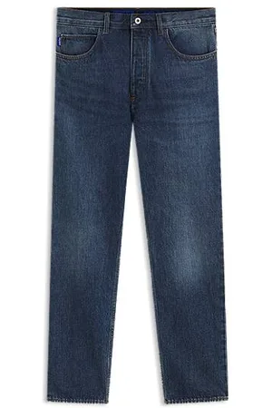 HUGO BOSS Calças de ganga de ajuste regular, em ganga rígida azul
