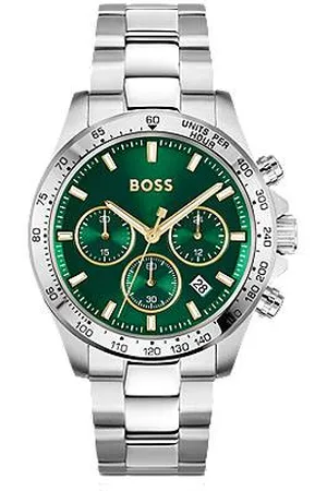 HUGO BOSS Relógio cronógrafo prateado com mostrador verde
