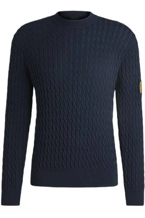 HUGO BOSS Camisola equestre em algodão com estrutura de malha cabo