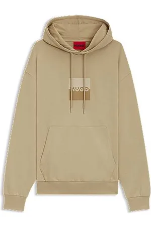 HUGO BOSS Camisola com capuz em algodão de ajuste descontraído e logótipo dividido