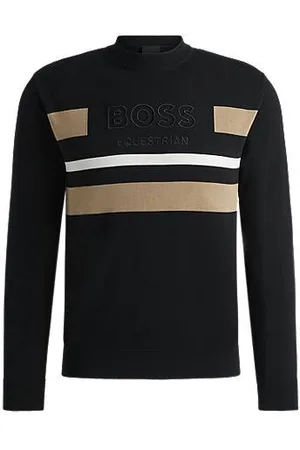 HUGO BOSS Camisola de algodão equestre com riscas contrastantes