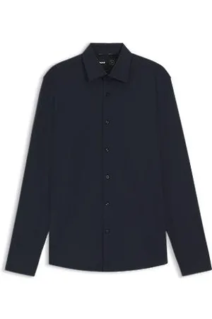HUGO BOSS Camisa de ajuste slim em jersey elástico estruturado de alto desempenho