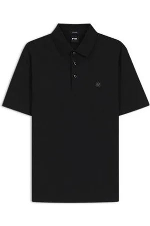 HUGO BOSS Polo de algodão mercerizado com monograma duplo