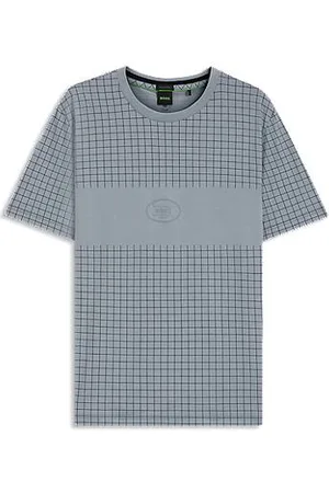 HUGO BOSS T-shirt em algodão pima com estampado axadrezado