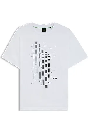 HUGO BOSS T-shirt em algodão elástico com estampado geométrico