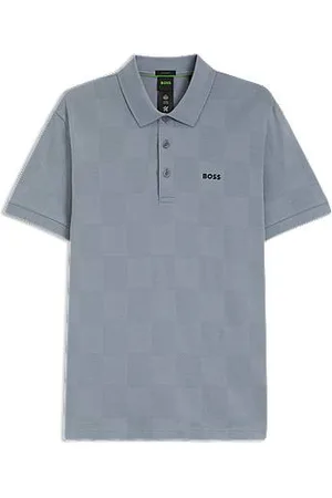 HUGO BOSS Polo de algodão com mapeamento de corpo jacquard