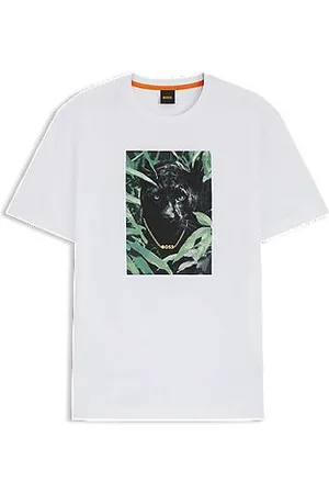 HUGO BOSS T-shirt em jersey de algodão com estampado gráfico animal