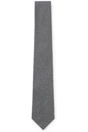HUGO BOSS Gravata com riscas diagonais em jacquard de seda italiana