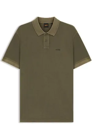 HUGO BOSS Polo em piqué de algodão com estampado de pontos