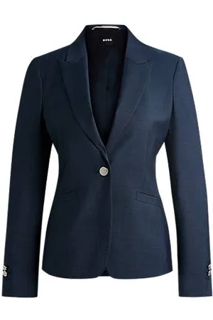 HUGO BOSS Casaco de ajuste slim em sarja de lã virgem com efeito de ganga