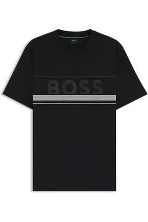 HUGO BOSS T-shirt em jersey de algodão com riscas e logótipo