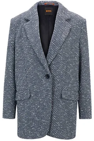 HUGO BOSS Casaco de botão único em tweed com efeito de ganga