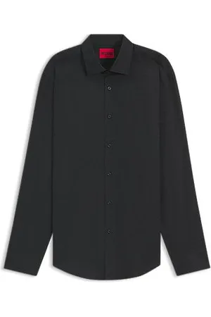 HUGO BOSS Camisa de ajuste slim com logótipo em jacquard