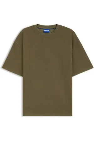 HUGO BOSS T-shirt de ajuste largo em mistura de algodão com estrutura waffle