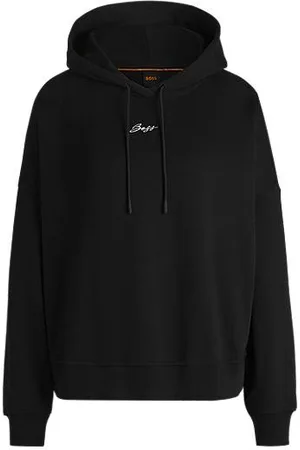 HUGO BOSS Camisola com capuz de ajuste grande em terry de algodão com logótipo manuscrito