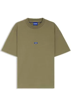 HUGO BOSS T-shirt de ajuste regular em jersey de algodão com emblema com logótipo azul